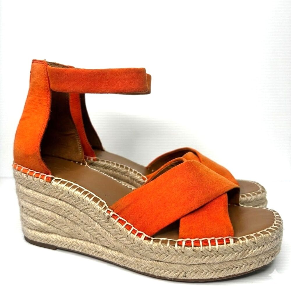 Nordstrom Rack Wedge Sandals 9 Espadrille Platform Casual Resort Orange Caroline